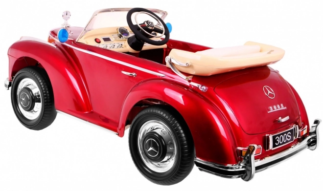 Mercedes Benz 300S Retro für Kinder roter Lack + Fernbedienung + EVA + langsamer Start + LED MP3