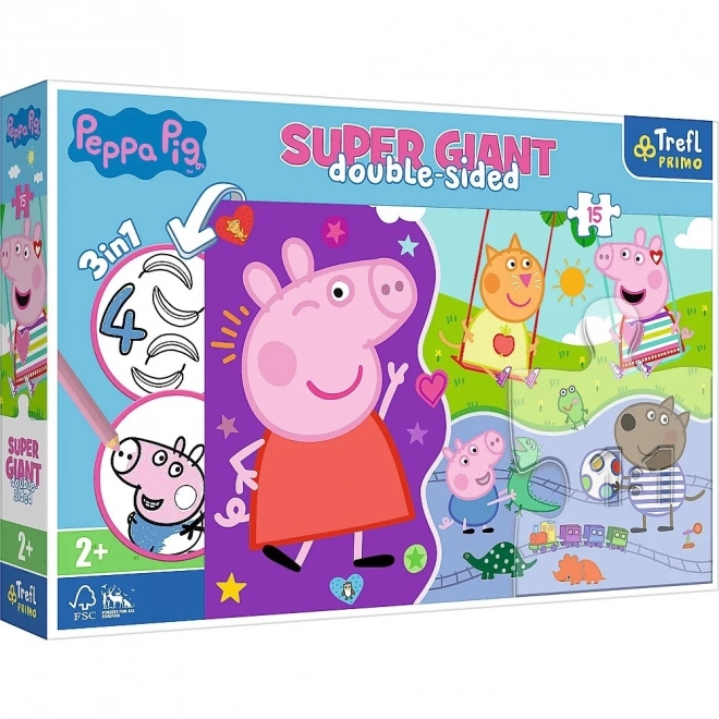 Doppelseitiges Puzzle Peppa Pig Super Giant 15 Teile