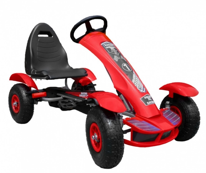Rennpedalkart XL für Kinder ab 3 Jahre Rot + Aufblasbare Räder + Verstellbarer Sitz + Freilauf
