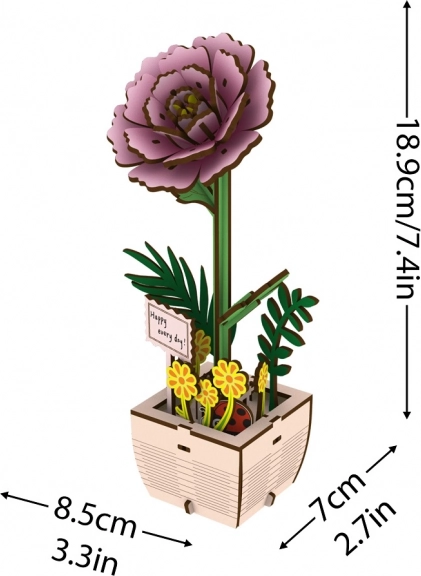 Holz-Puzzle Blume Pfingstrose