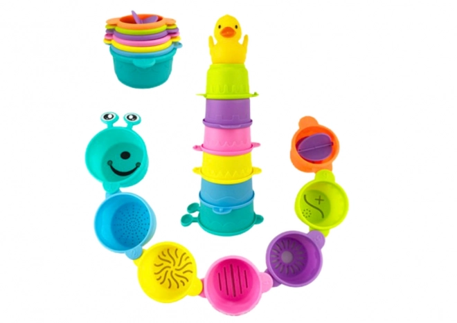 Badespielzeug mit Bechern und Ente, 8-teilig