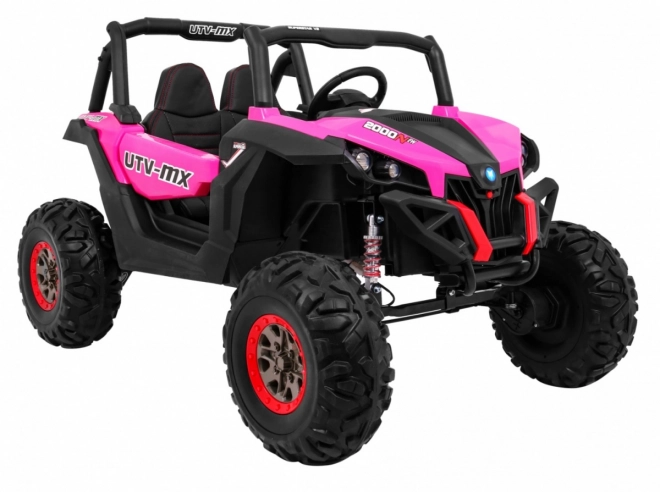Kinderwagen SuperStar rosa + Antrieb 4x4 + Fernbedienung + Kofferraum + MP3 LED + Türschloss