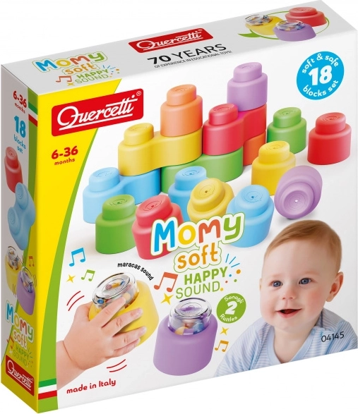 Momy weiche bunte Würfel und klingelnde Klangwürfel - 18 Stk.