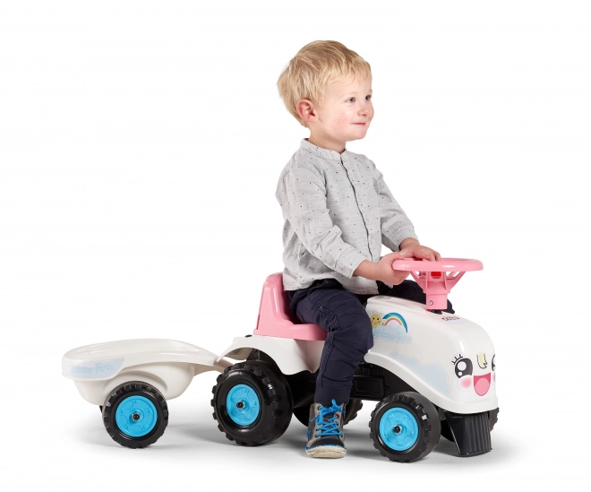 Falk Traktor Rainbow mit Anhänger Weiß für Kleinkinder