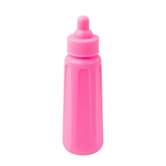Puppenbaby im bunten Kleid mit Flasche und Geräuschen