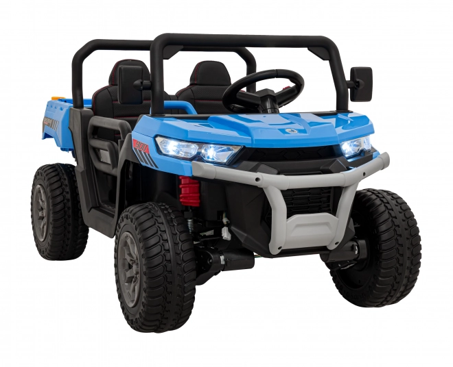 Kinderauto Pick-Up Speed 900 Blau + Allradantrieb + bewegliche Schaufel + Gepäckträger + Fernbedienung + Schaufel + LED Audio