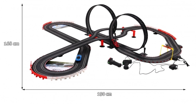 10-Meter-Rennbahn für Kinder mit 2 Autos und 2 Loopings