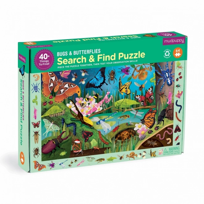 Mudpuppy Puzzle Insekten und Schmetterlinge 64 Teile