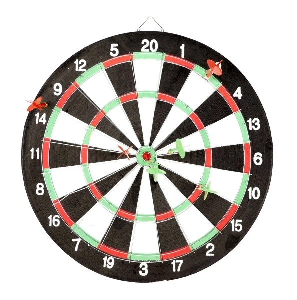 Dartscheibe mit 6 Pfeilen