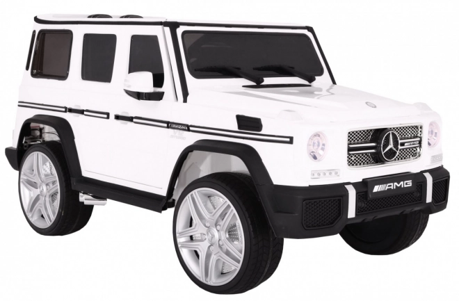Autobatterie Mercedes AMG G65 für Kinder Weiß + Lackiert + Kofferraum + Lichter Geräusche