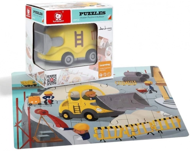 Top Bright Holzpuzzle mit Spielfigur: Bulldozer 24 Teile