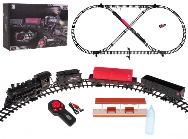 Retro Eisenbahn Set mit Fernbedienung und Rauchfunktion für Kinder ab 5 Jahren