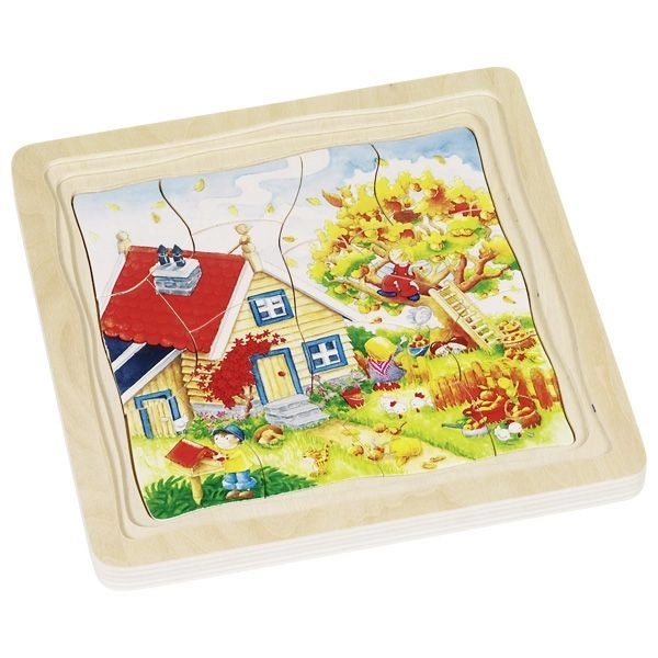 Saisonale Holzschichten-Puzzle