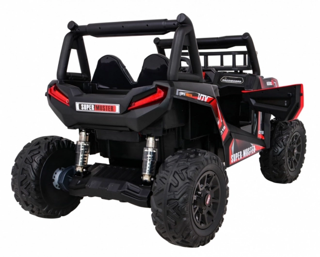 Buggy UTV Offroader für Kinder Rot + Fernbedienung + Gepäckträger + langsamer Start + EVA + MP3 LED