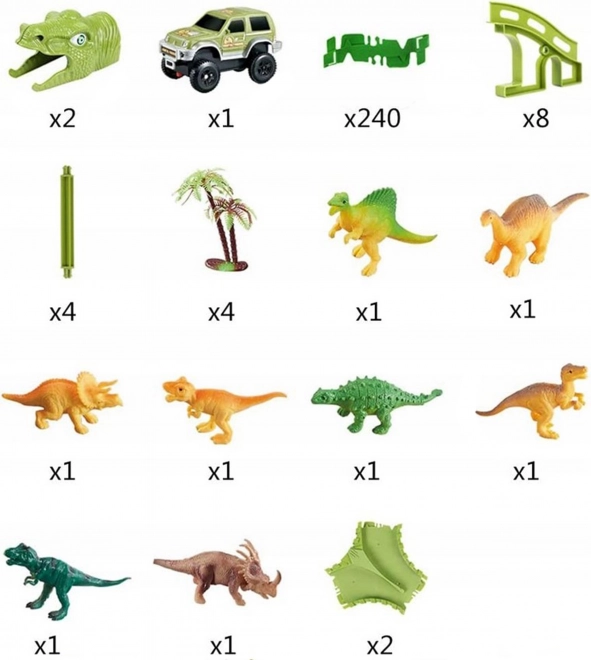 Dinosaurier Rennstrecke mit Auto und Figuren