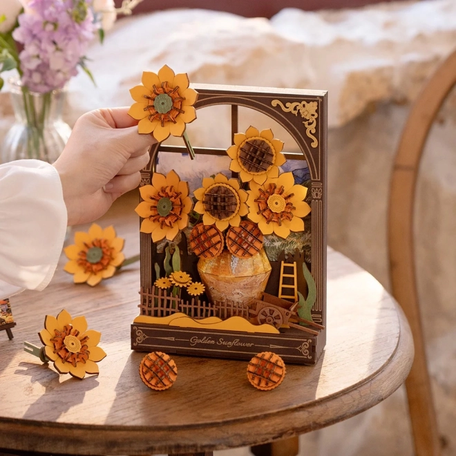 RoboTime 3D Holzpuzzle Goldene Sonnenblume