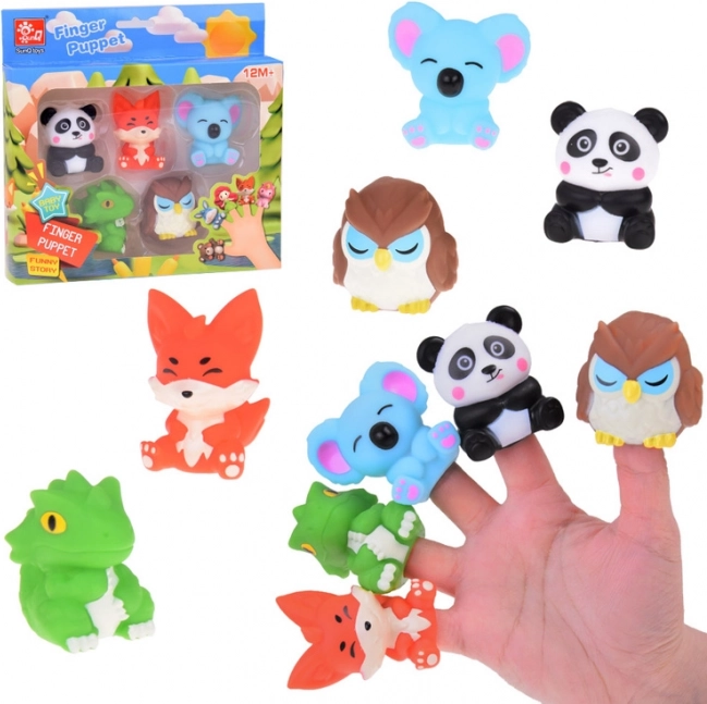 Gummi Fingerpuppen ZOO Tiere - Satz von 5 Figuren