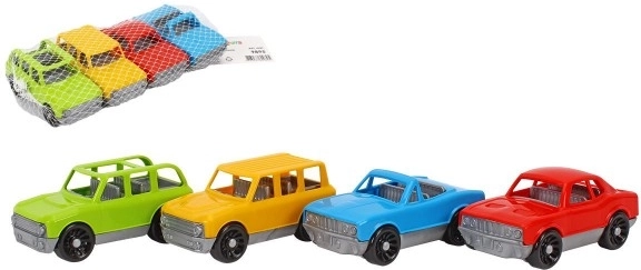 Satz von bunten Plastikautos im Freilauf