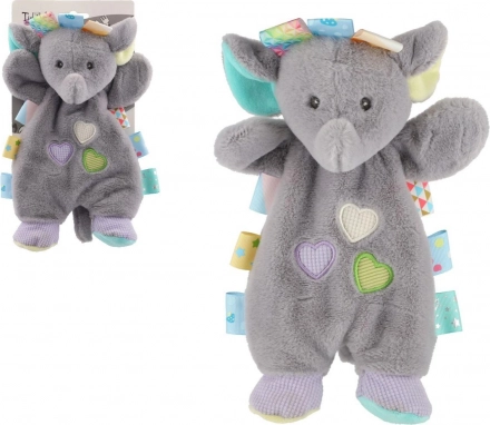 Plüsch-Kuscheltuch Elefant 25 cm mit farbigen Etiketten