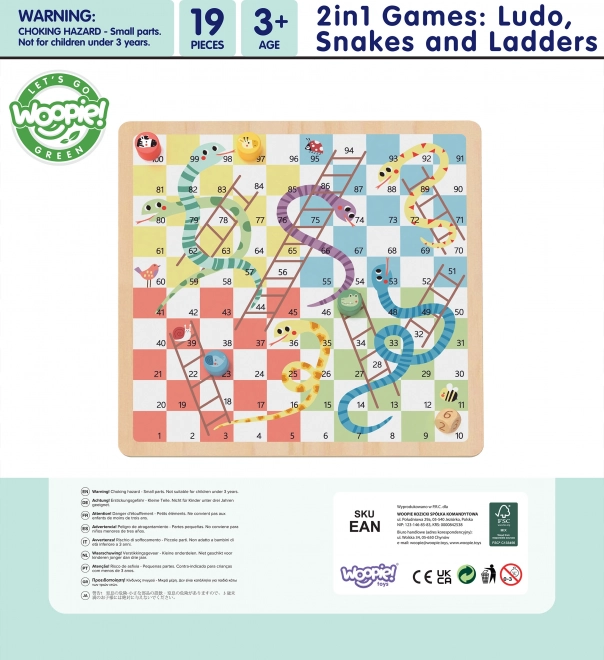 Woopie Green Logische Brettspiele 2in1 Ludo Mensch ärgere dich nicht + Befreie die Tiere