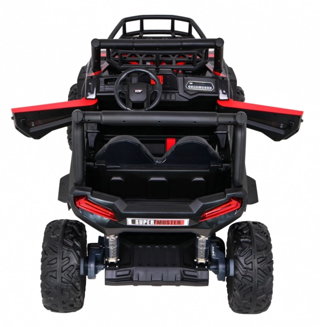 Buggy UTV Offroader für Kinder Rot + Fernbedienung + Gepäckträger + langsamer Start + EVA + MP3 LED