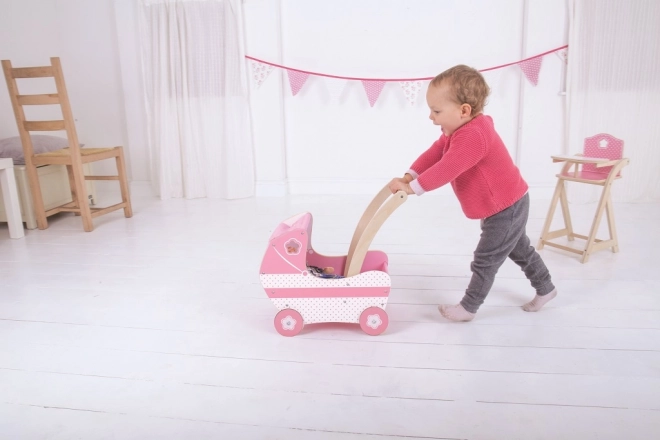 Holzpuppenwagen in Pink