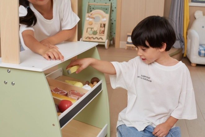 Holzlebensmittelgeschäft für Kinder