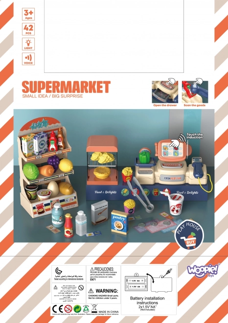 Spielzeug Supermarkt mit Kasse und Scanner