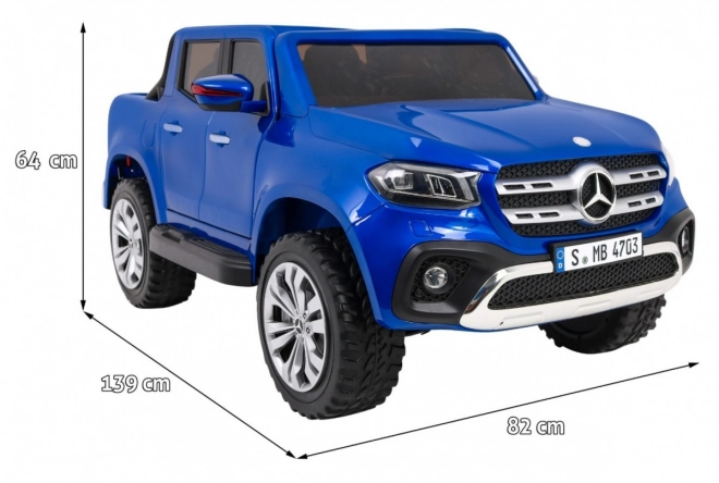 Mercedes Benz Klasse X für Kinder Blaue Farbe + Fernbedienung + 4x4 + MP4 + Gepäckträger + EVA