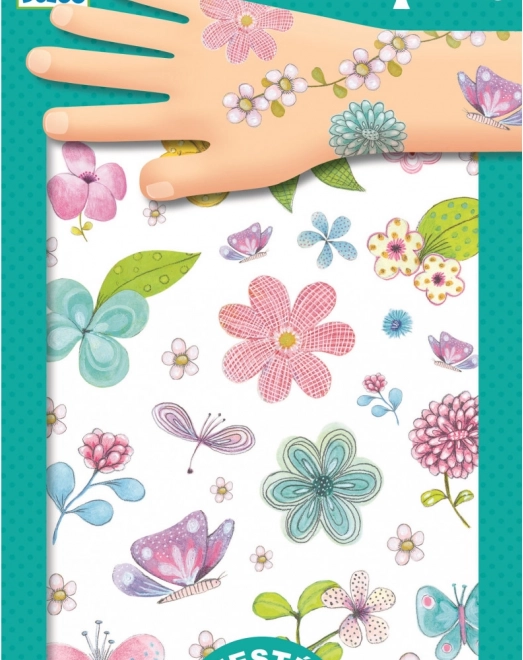 Djeco temporäre Tattoos mit Blumen (2 Bögen)