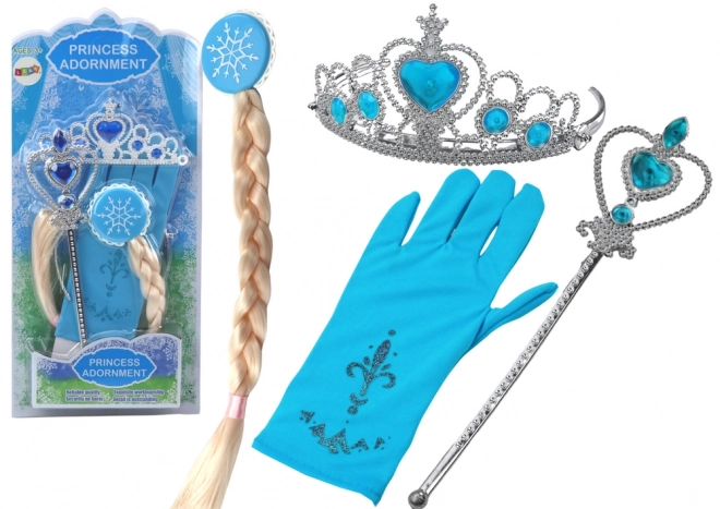 Prinzessinnen Accessoire Set Rute Handschuh Krone Schneekönigin