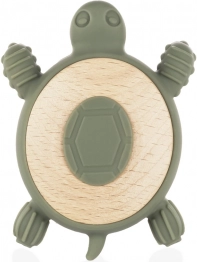 Silikon-Holz-Beißring Turtle, Forest Green