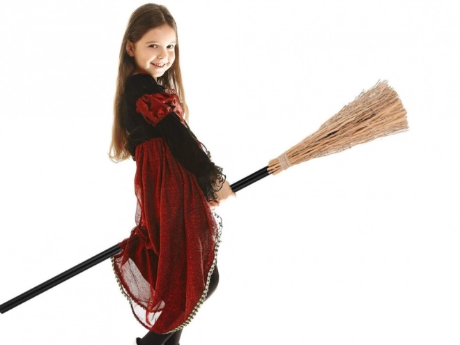 Hexenbesen Baba Yaga Schwarz 90 cm für Halloween