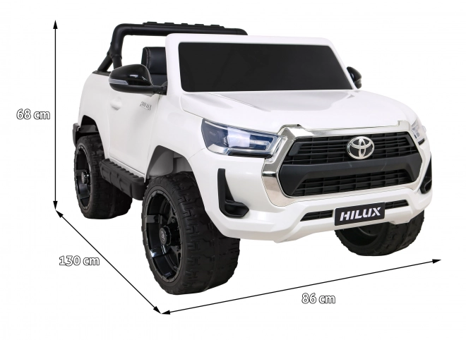 Toyota Hilux Batterie für Kinder Weiß + Antrieb 4x4 + Fernbedienung + 2 Gepäckträger + Radio MP3 + LED-Leuchte