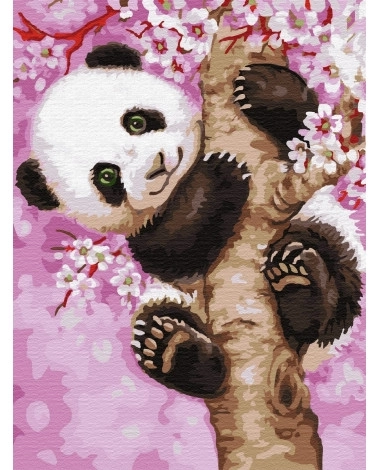 Malset nach Zahlen Verspielter Panda auf Leinwand 30x50 cm