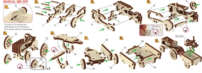 Holzpuzzle 3D Traktor mit Anhänger