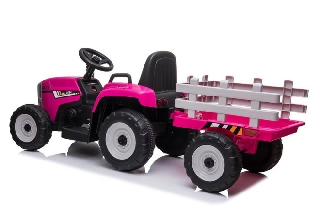 Traktor auf Akku mit Anhänger Rosa