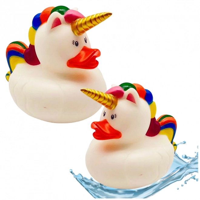 Badeente Einhorn mit Regenbogenmähne