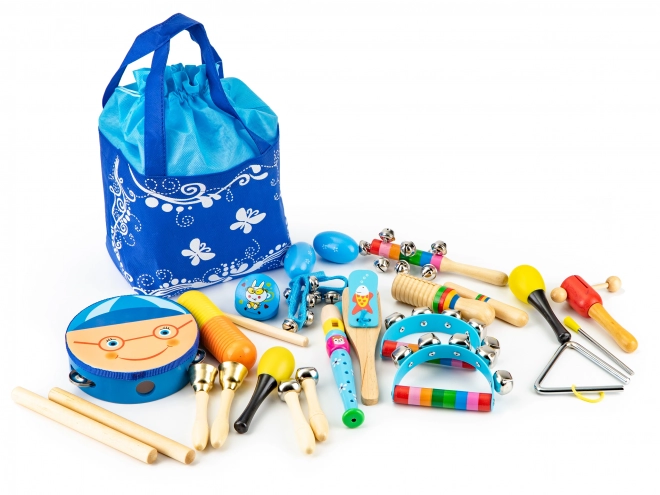 Set mit 16 Musikinstrumenten-Spielzeugen aus Holz + Tasche von ECOTOYS