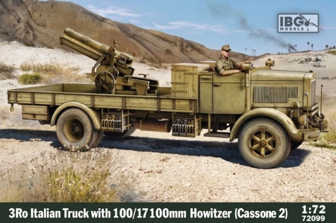 Italienischer Militärlastwagen mit 100mm Haubitze 1/72 Modellbausatz