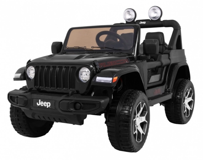 Jeep Wrangler Rubicon Batterie für Kinder schwarz + Fernbedienung + MP3 LED Radio + EVA Räder