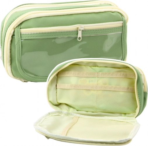 Doppelkammer-Schulmäppchen mit Taschen grün