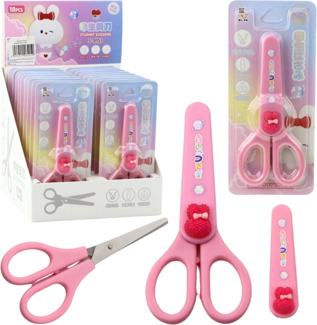 Schule Schere mit Schutzkappe Rosa Hase 14cm