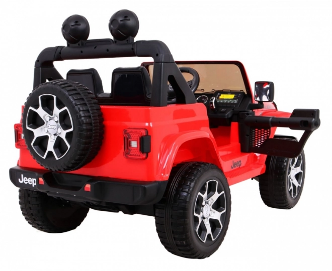 Jeep Wrangler Rubicon Batterie für Kinder Rot + Fernbedienung + MP3 LED Radio + EVA Räder
