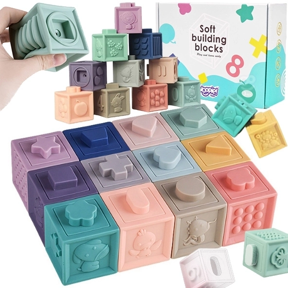 Woopie Baby Sensorische Bausteine 12-teiliges Puzzle