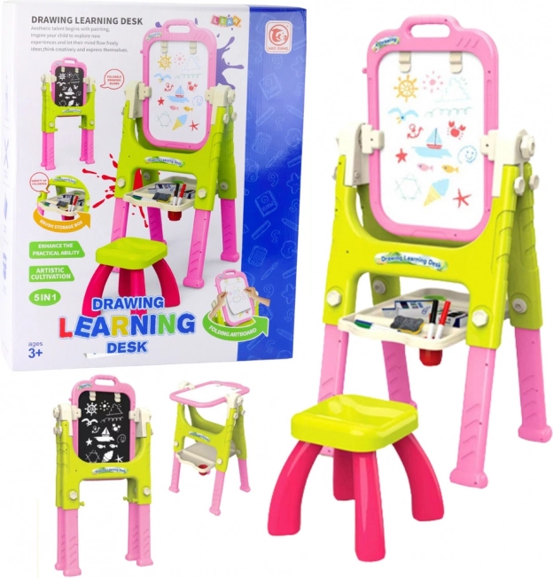 Tafel 5-in-1 mit Stühlchen, multifunktional, rosa