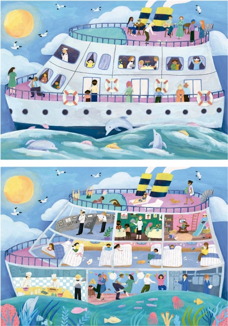 Educa Puzzle Tourenschiff - Außen und Innen 2x100 Teile