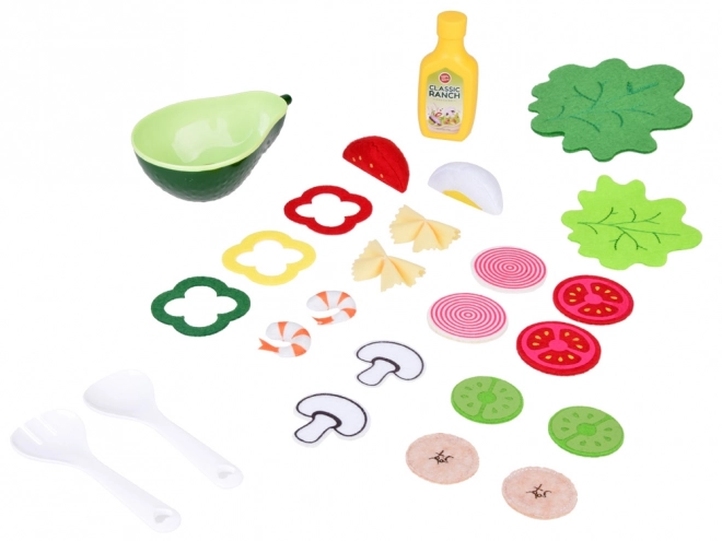 Salatmachenset Schüssel Avocado Gemüsebesteck