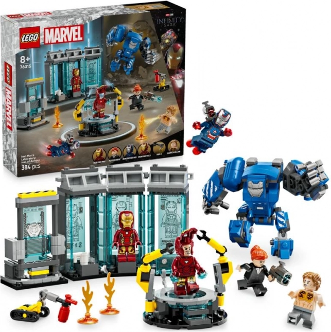 lego marvel iron man-labor: rüstkammer 76315