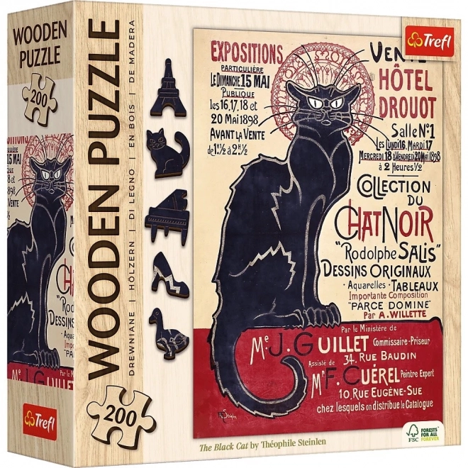 Holzpuzzle 200 Teile Schwarze Katze von Théophile Alexandre Steinlen
